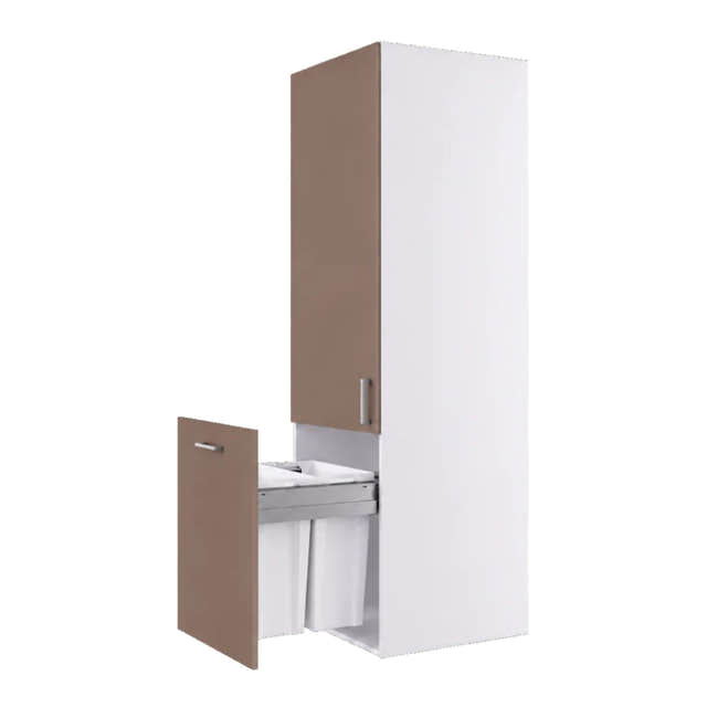 Linn Bad Høyskap for Vaskerom med utrekkbar skittentøyskorg Lun Beige Linn Bad Høyskap vaskerom LB-792206SK