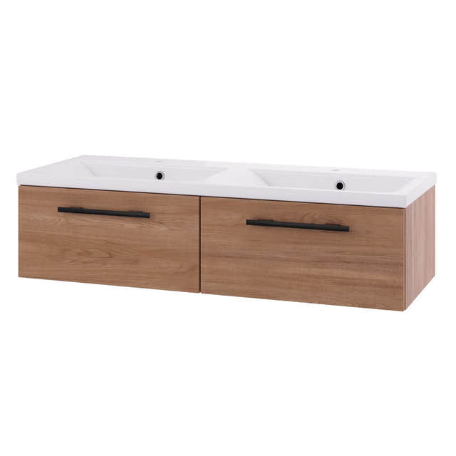 Linn Bad Ingrid D45 Servantskap med 1 skuff Eik / 120cm dobbel 2 skuff Linn Bad Servantskap LB-110512D2S