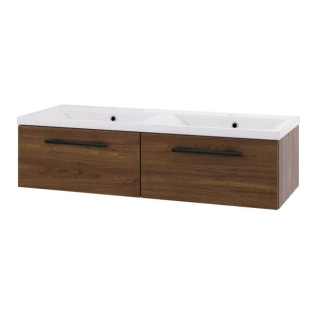 Linn Bad Ingrid D45 Servantskap med 1 skuff Mørk eik / 120cm dobbel 2 skuff Linn Bad Servantskap LB-110812D2S