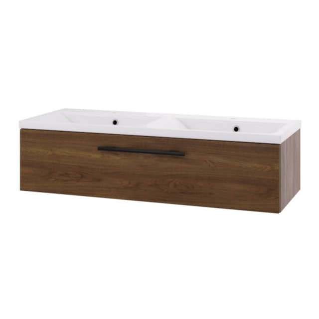 Linn Bad Ingrid D45 Servantskap med 1 skuff Mørk eik / 120cm dobbel Linn Bad Servantskap LB-110812D1S