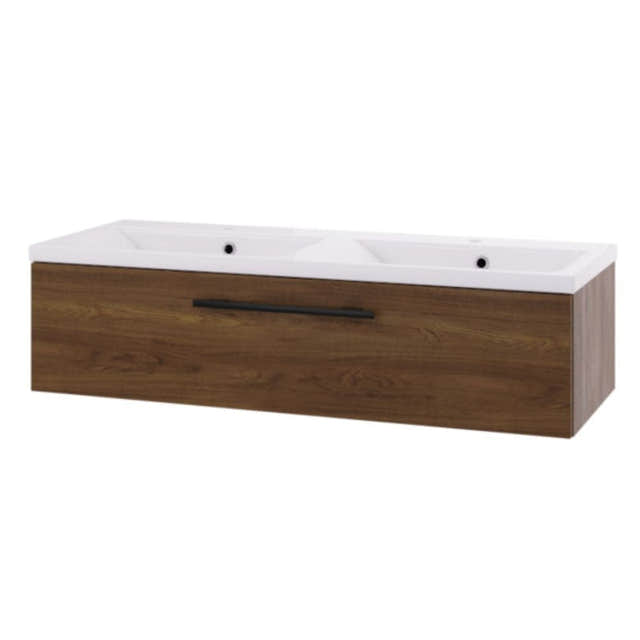 Linn Bad Ingrid D45 Servantskap med 1 skuff Mørk eik / 120cm venstre Linn Bad Servantskap LB-110812V1S
