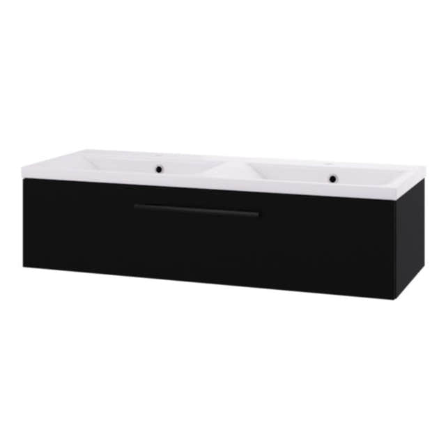 Linn Bad Ingrid D45 Servantskap med 1 skuff Svart / 160cm dobbel Linn Bad Servantskap LB-110716D2S