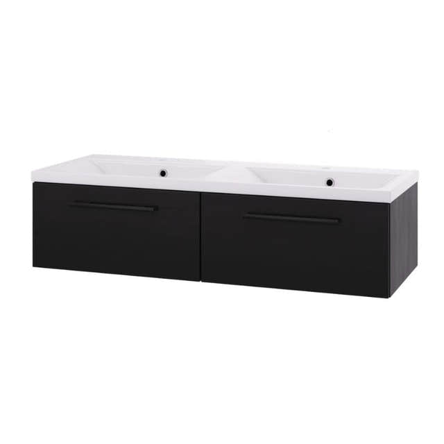 Linn Bad Ingrid D45 Servantskap med 1 skuff Svart eik / 120cm dobbel 2 skuff Linn Bad Servantskap LB-110612D2S