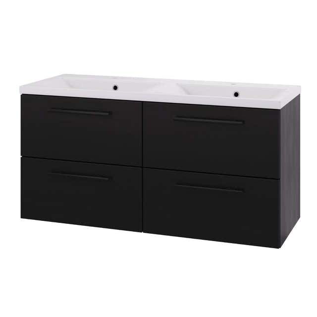 Linn Bad Ingrid D45cm Servantskap Svart eik / 120cm dobbel 4skuff Linn Bad Servantskap LB-110612D4S