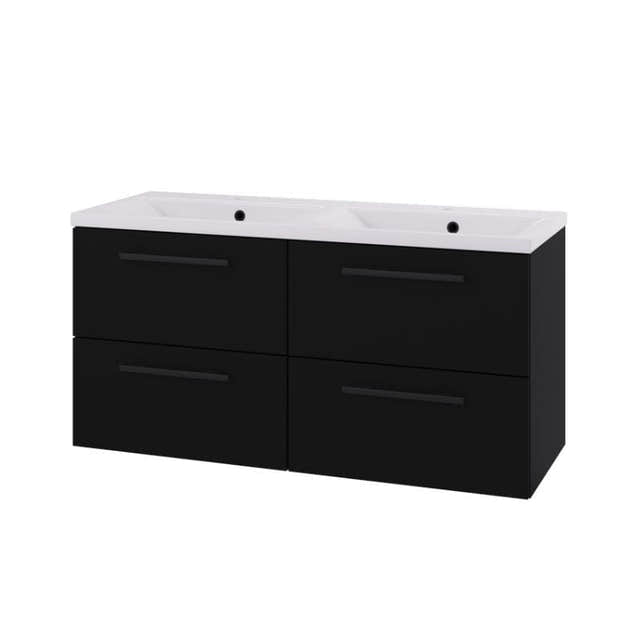 Linn Bad Ingrid D45cm Servantskap Svart matt / 120cm dobbel 4skuff Linn Bad Servantskap LB-110712D4S