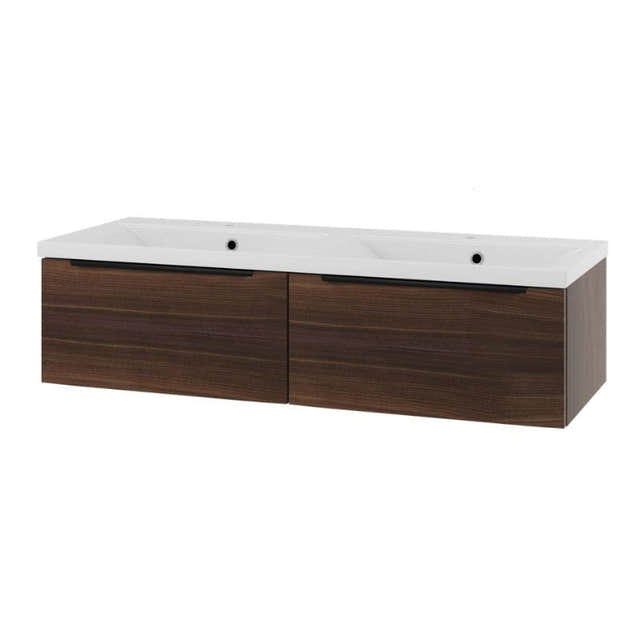 Linn Bad Mari D45 Servantskap med 1 skuff Valnøtt / 120cm dobbel 2 skuff Linn Bad Servantskap LB-120812D2S