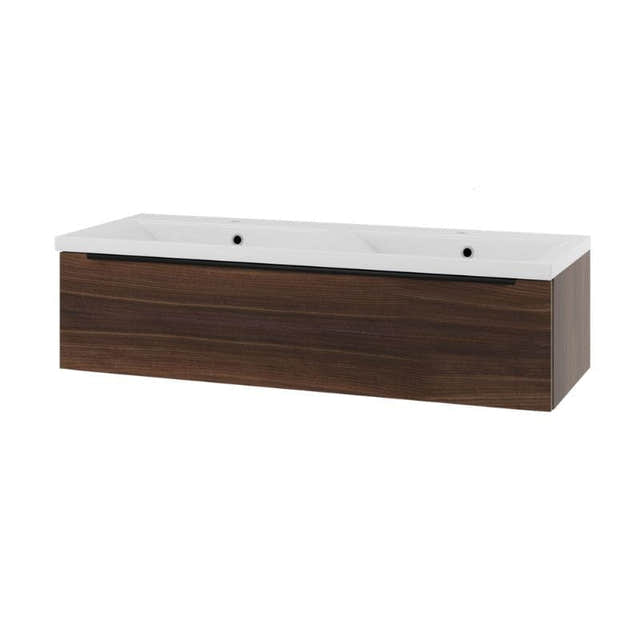 Linn Bad Mari D45 Servantskap med 1 skuff Valnøtt / 120cm dobbel Linn Bad Servantskap LB-120812D1S