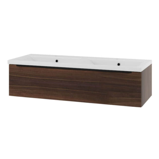 Linn Bad Mari D45 Servantskap med 1 skuff Valnøtt / 120cm venstre Linn Bad Servantskap LB-120812V1S