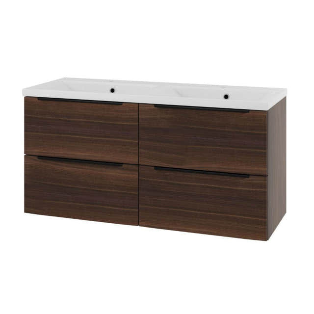 Linn Bad Mari D45cm Servantskap Valnøtt / 120 cm dobbel 4skuff Linn Bad Servantskap LB-120812D4S