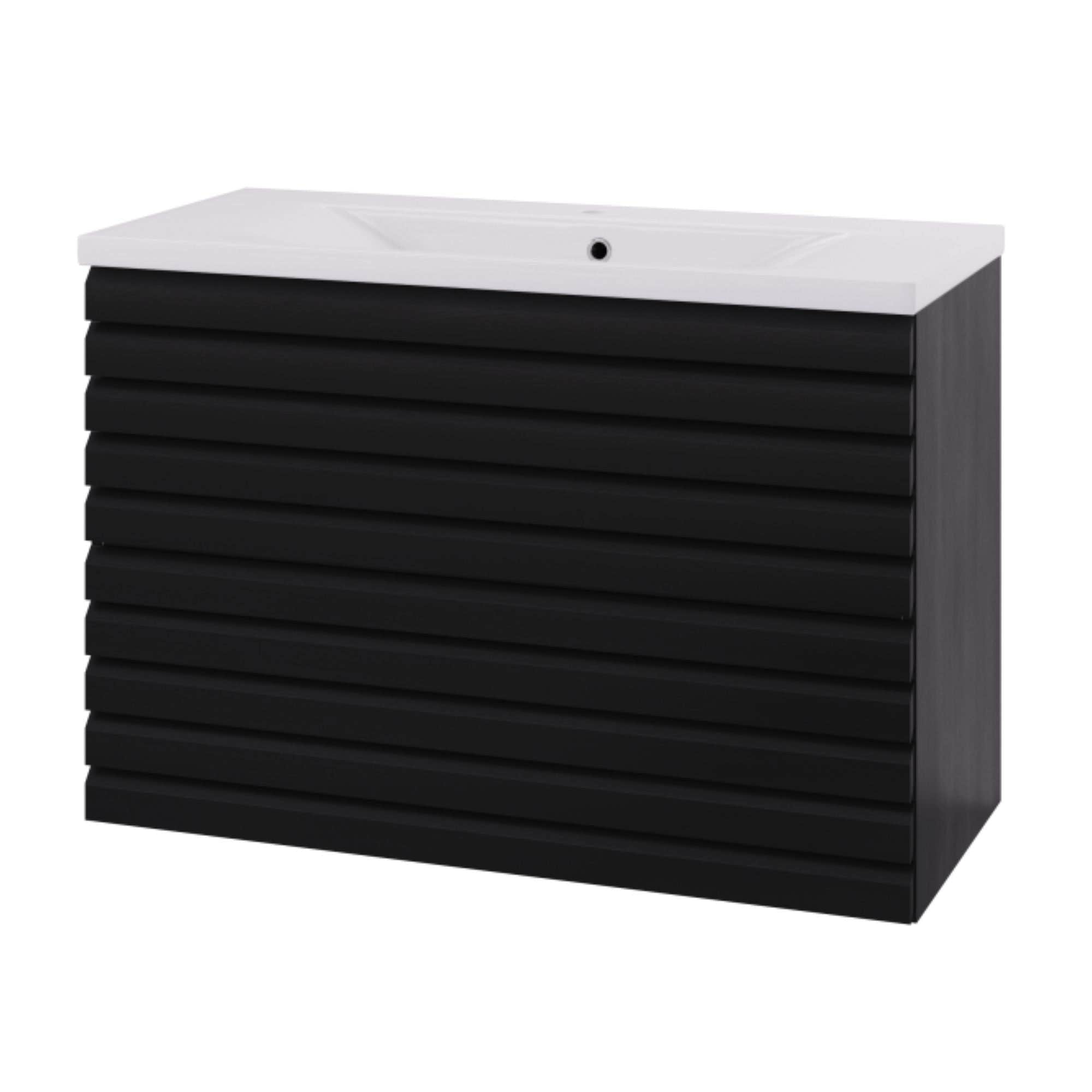 Linn Bad Selma Eikestav 2 Skuffer Heltre D45cm Servantskap Svart eik / 100cm / Senter Linn Bad Servantskap LB-160620ST