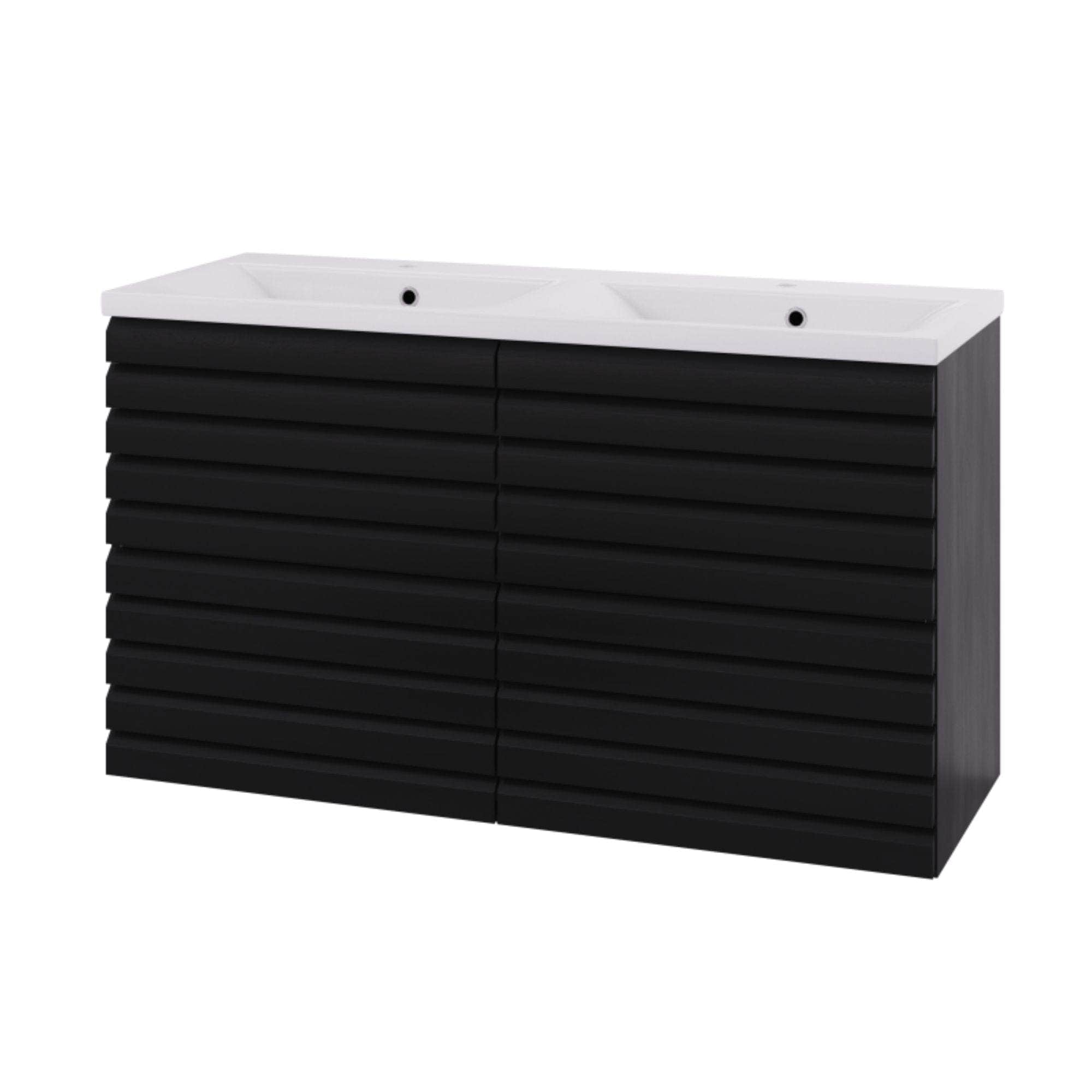 Linn Bad Selma Eikestav 2 Skuffer Heltre D45cm Servantskap Svart eik / 120cm / Dobbel Linn Bad Servantskap LB-160622STD