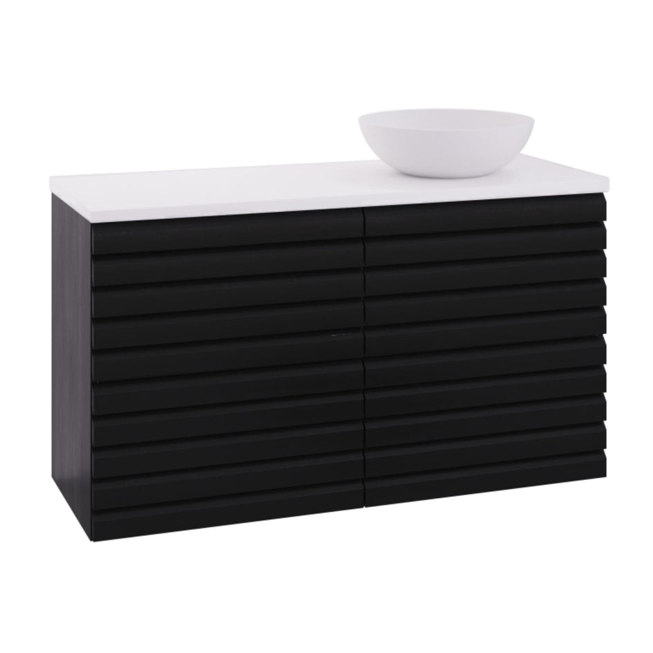 Linn Bad Selma Eikestav 2 Skuffer Heltre D45cm Servantskap Svart eik / 120cm / Høyre Linn Bad Servantskap LB-160622STH