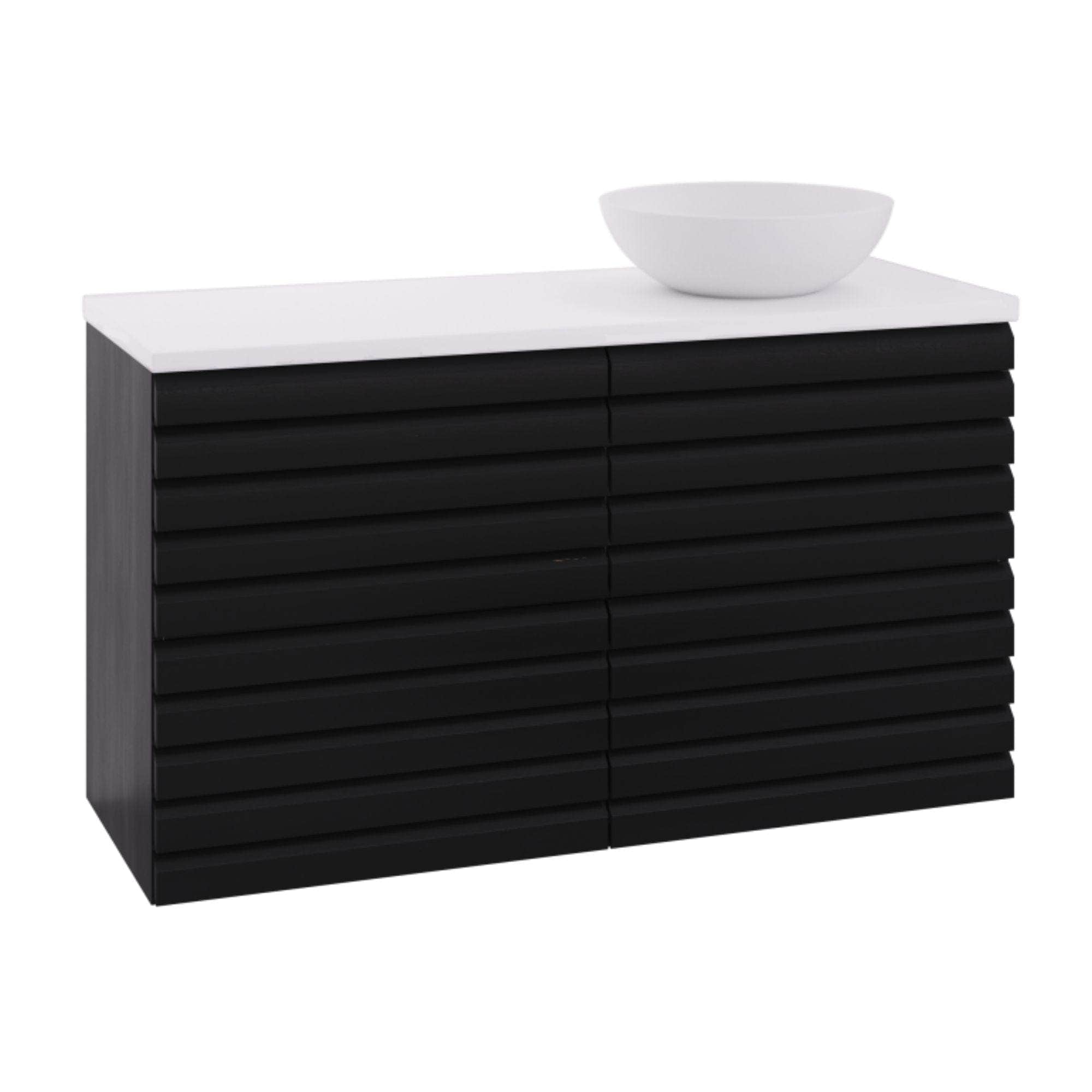 Linn Bad Selma Eikestav 2 Skuffer Heltre D45cm Servantskap Svart eik / 120cm / Høyre Linn Bad Servantskap LB-160622STH