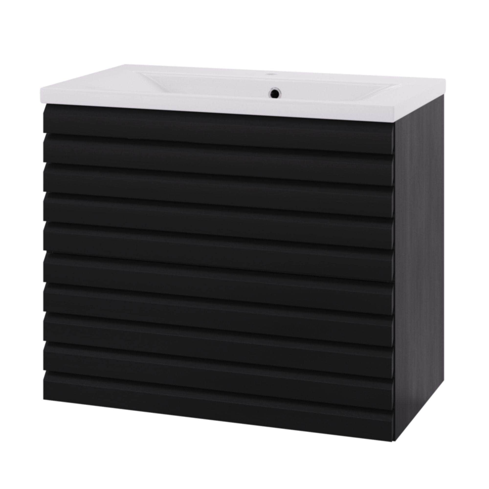 Linn Bad Selma Eikestav 2 Skuffer Heltre D45cm Servantskap Svart eik / 80cm / Senter Linn Bad Servantskap LB-160628ST