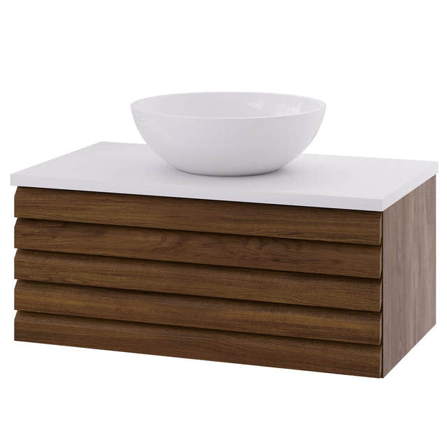 Linn Bad Selma Eikestav Heltre D45cm Servantskap Mørk eik / 80cm / Senter Linn Bad Servantskap LB-160818ST
