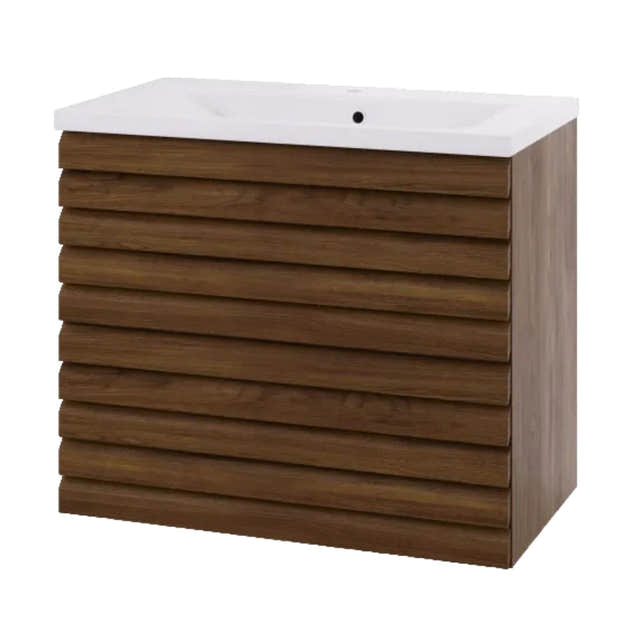 Linn Bad Selma Eikestav Servantskap 2 Skuffer D45cm Mørk eik / 100cm / Senter Linn Bad Servantskap LB-160820ST