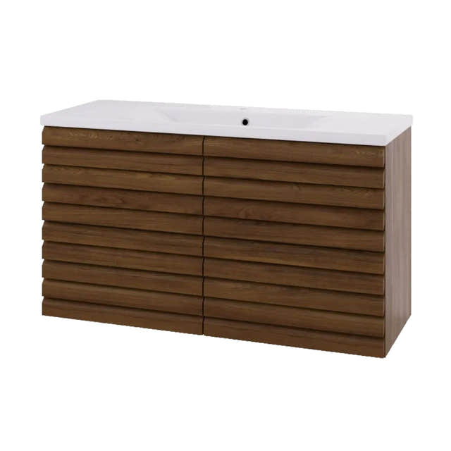 Linn Bad Selma Eikestav Servantskap 2 Skuffer D45cm Mørk eik / 120cm / Senter Linn Bad Servantskap LB-160822ST