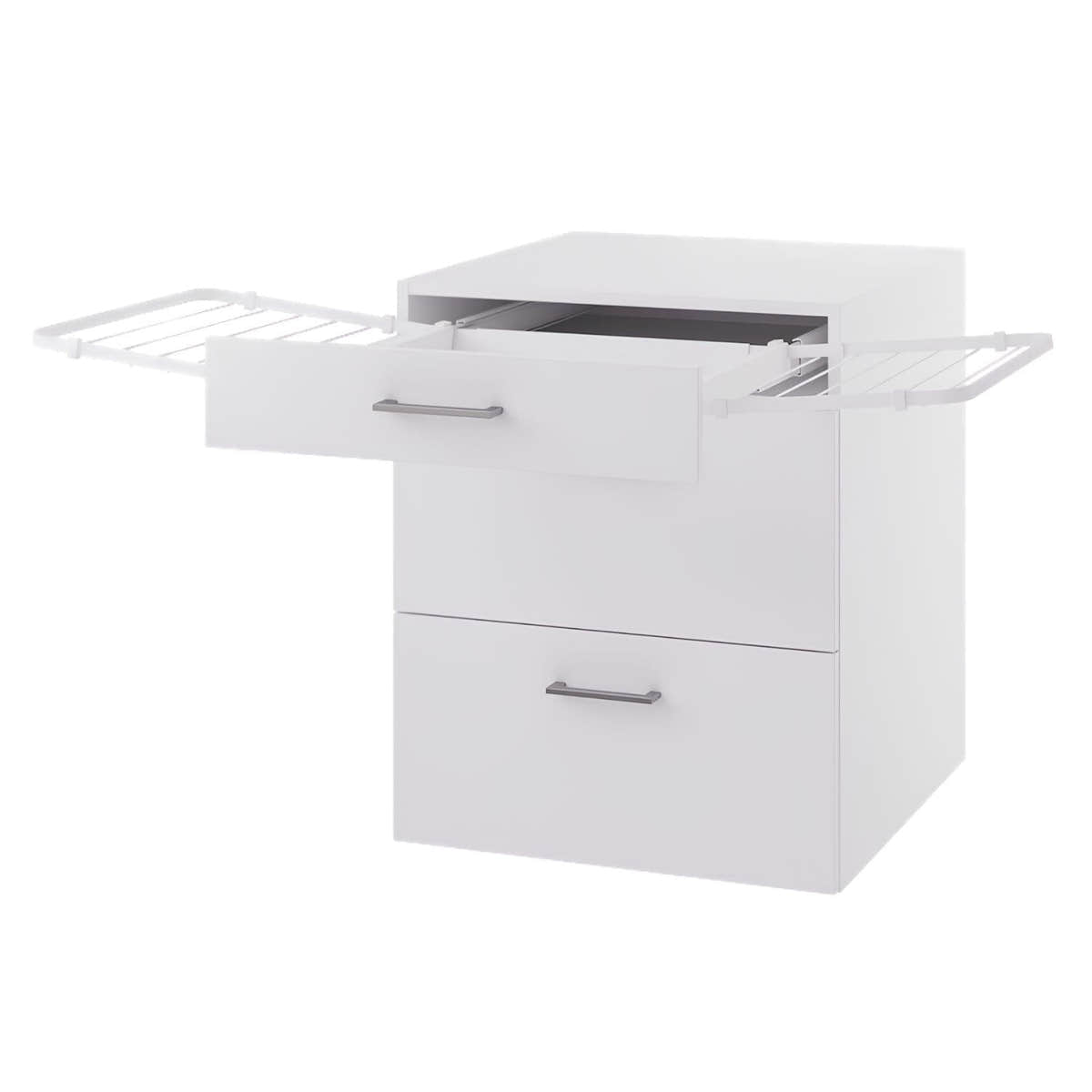 Linn Bad Skuffeseksjon med utrekkbart tørkestativ 2 skuff Hvit / 60cm Linn Bad Benkeskap vaskerom LB-710406TS