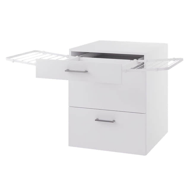 Linn Bad Skuffeseksjon med utrekkbart tørkestativ 2 skuff Hvit / 60cm Linn Bad Benkeskap vaskerom LB-710406TS