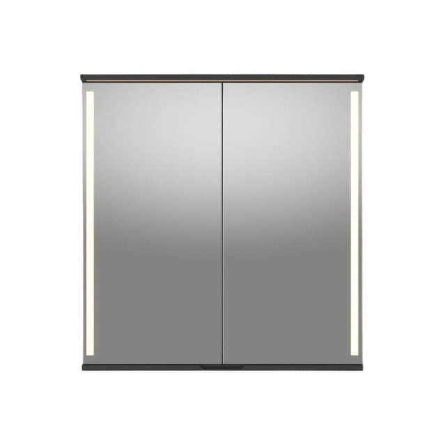 Linn Bad Sogn Speilskap med integrert belysning og stikk Svart matt / 80cm Linn Bad Speilskap LB-20608B