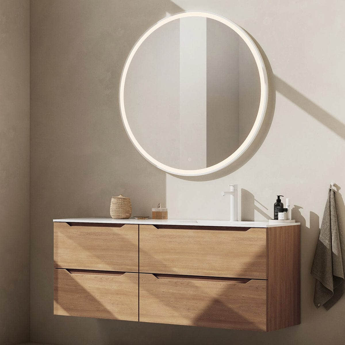 Linn Bad Steim speil med Lysramme 80-100cm Linn Bad Baderomsspeil