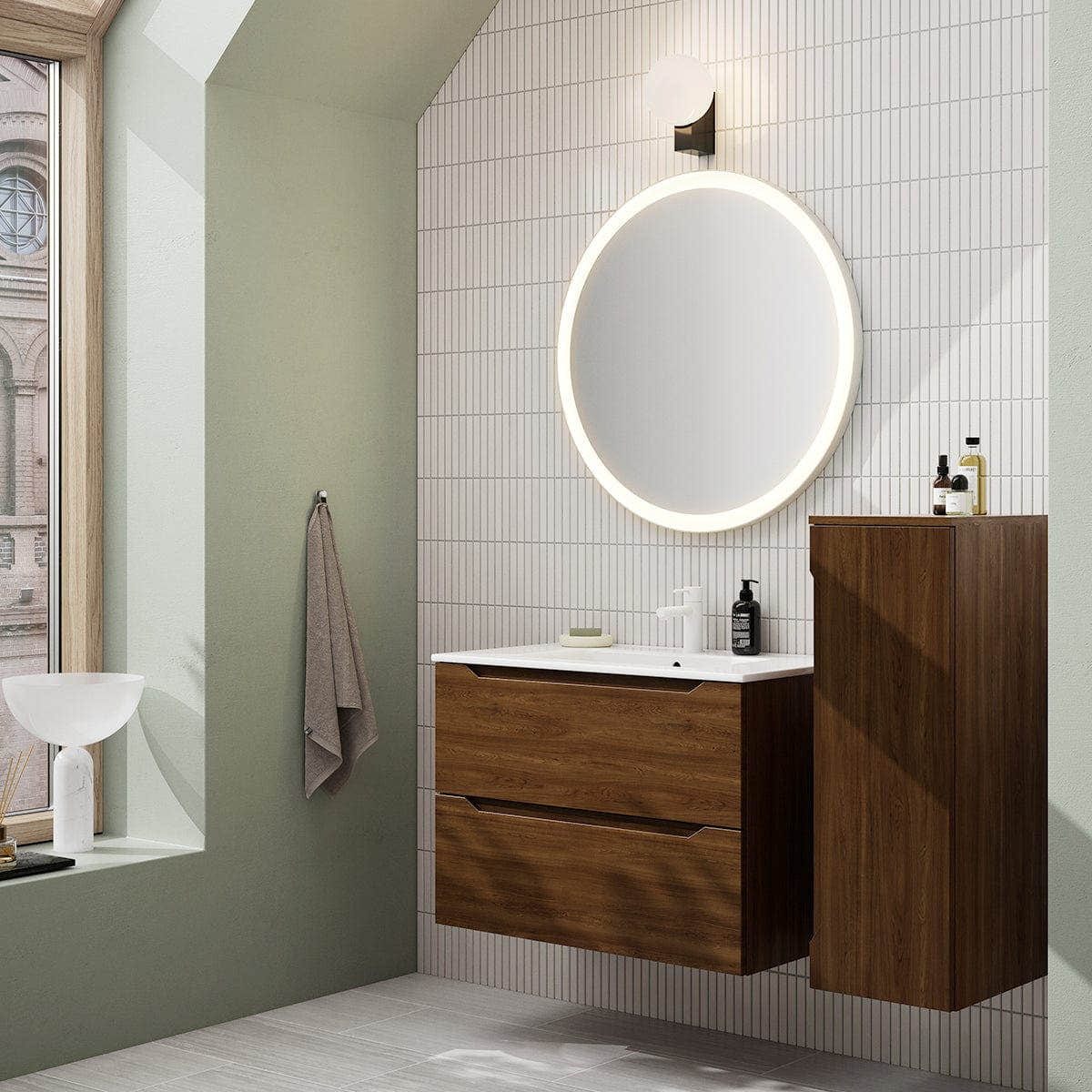 Linn Bad Steim speil med Lysramme 80-100cm Linn Bad Baderomsspeil