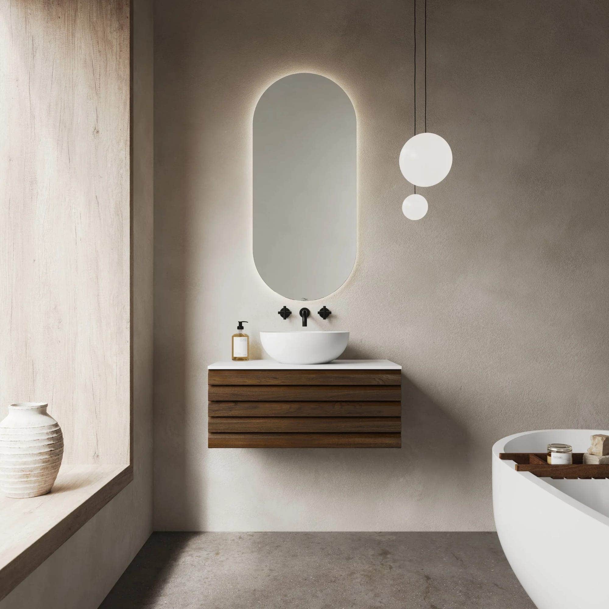 Linn Bad TISTEL ovalt speil med lys (backlight) 50cm Linn Bad Baderomsspeil LB-25005