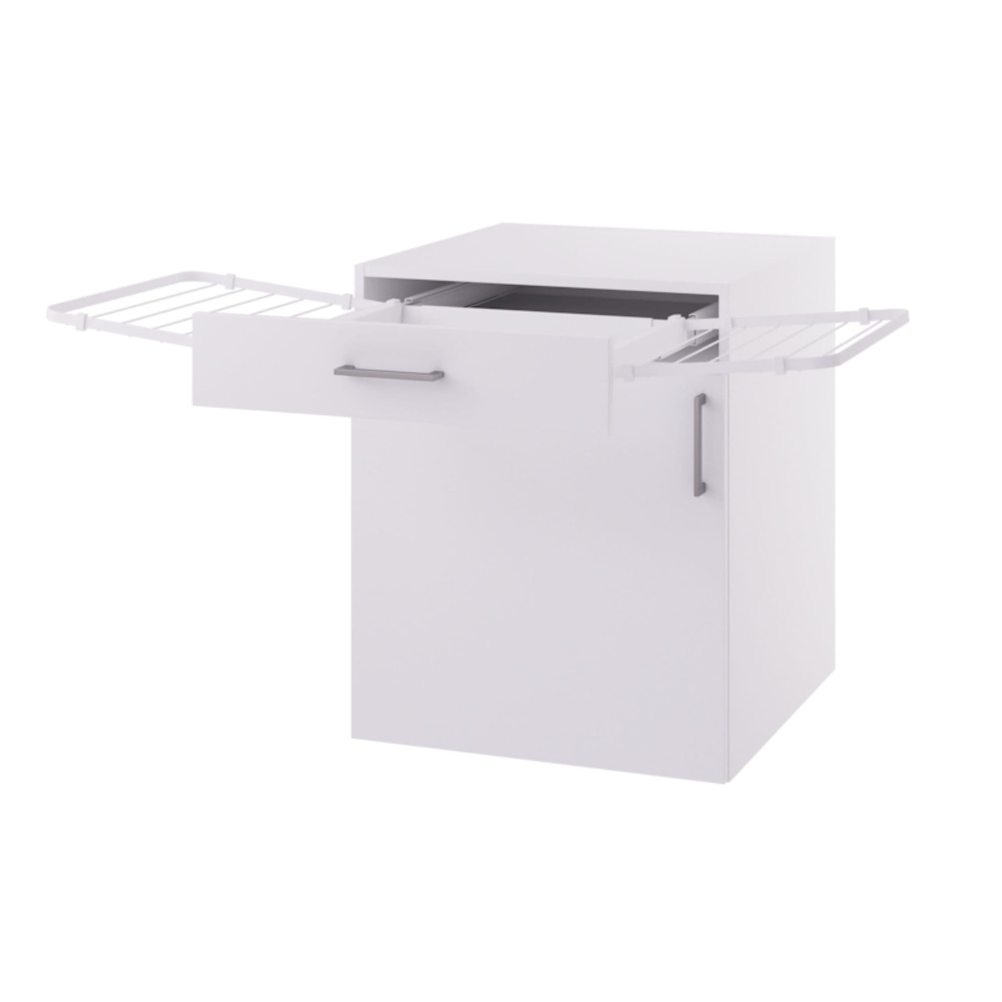 Linn Bad Underskap med dør 2 nettingkorger og utrekkbart tørkestativ Hvit / 60cm Linn Bad Benkeskap vaskerom LB-710106TS