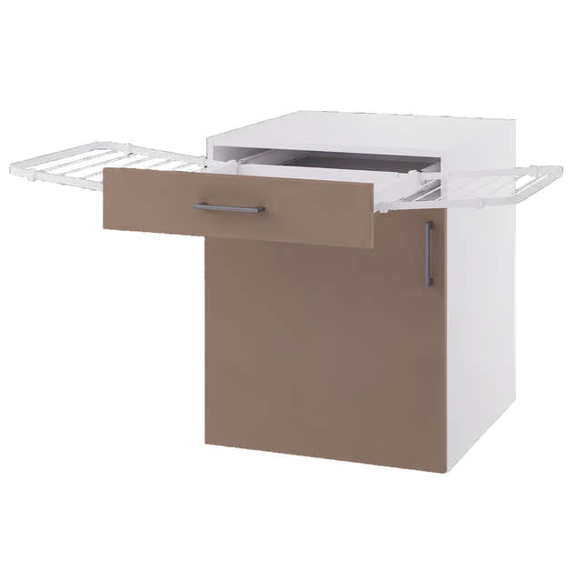 Linn Bad Underskap med dør 2 nettingkorger og utrekkbart tørkestativ Lun beige / 60cm Linn Bad Benkeskap vaskerom LB-790106TS