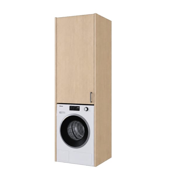 Linn Bad Vaskesøyle til vaskemaskin og tørketrommel med høgskap høgde 124 cm Ask Linn Bad Dekkside vaskerom LB-752104H124