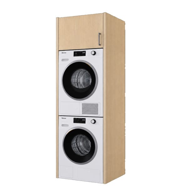 Linn Bad Vaskesøyle til vaskemaskin og tørketrommel med overskap høgde 40 cm Ask / 60cm Linn Bad Dekkside vaskerom LB-752104H40