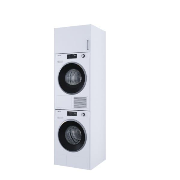 Linn Bad Vaskesøyle til vaskemaskin og tørketrommel med overskap høgde 40 cm Hvit / 60cm Linn Bad Dekkside vaskerom LB-712104H40
