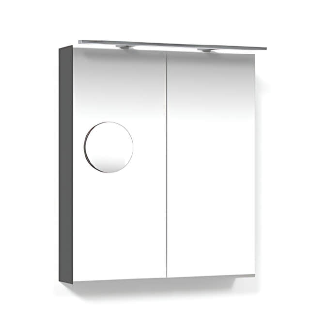 Macro Design CROWN 2-dør Speilskap Rampe-belysning med forstørrelsesspeil Antrasitt / 60cm Macro Design Speilskap GRO-FCS60ABRLF