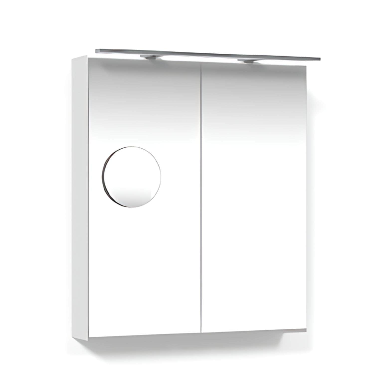 Macro Design CROWN 2-dør Speilskap Rampe-belysning med forstørrelsesspeil Hvit / 60cm Macro Design Speilskap GRO-FCS60VBRLF