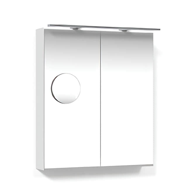 Macro Design CROWN 2-dør Speilskap Rampe-belysning med forstørrelsesspeil Hvit / 60cm Macro Design Speilskap GRO-FCS60VBRLF