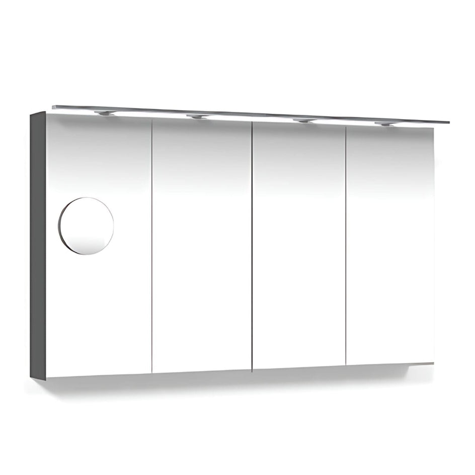 Macro Design CROWN 4-dør Speilskap Rampe-belysning med forstørrelsesspeil Antrasitt / 120cm Macro Design Speilskap GRO-FCS120ABRLF