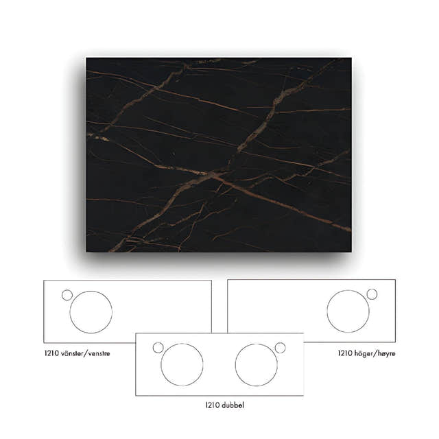Macro Design Crown+ Dekton Benkeplate 121cm Laurent / 121cm / Høyre Macro Design Benkeplate bad GRO-FB120LAUHH