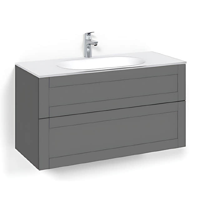 Macro Design CROWN Frame Servantskap 2-skuff - med Glasservant Antrasitt / 100cm / Glass Edge hvit Macro Design Møbelpakke bad BUN-FSK100AFG