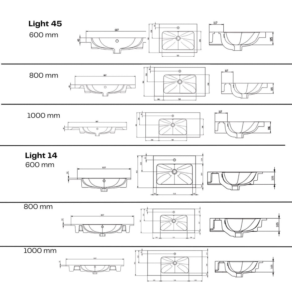 Macro Design CROWN Frame Servantskap 2 skuff - med LIGHT servant Macro Design Møbelpakke bad