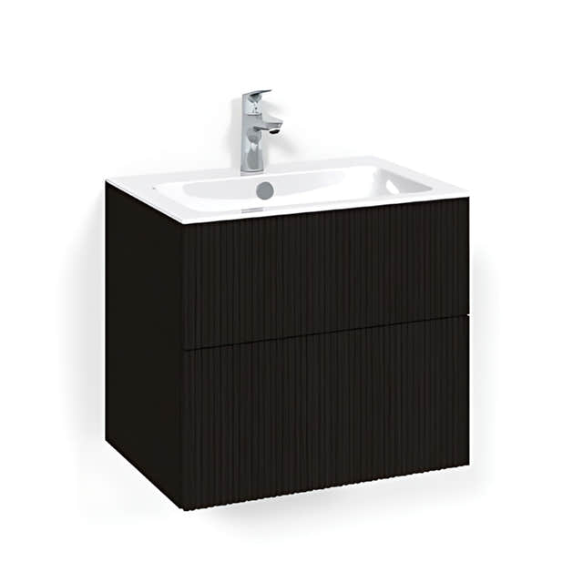 Macro Design CROWN Line/Push-open Servantskap 2 skuff - med LIGHT servant Svart eik / 60cm / Light 8 Macro Design Servantskap BUN-FSK60SLL8