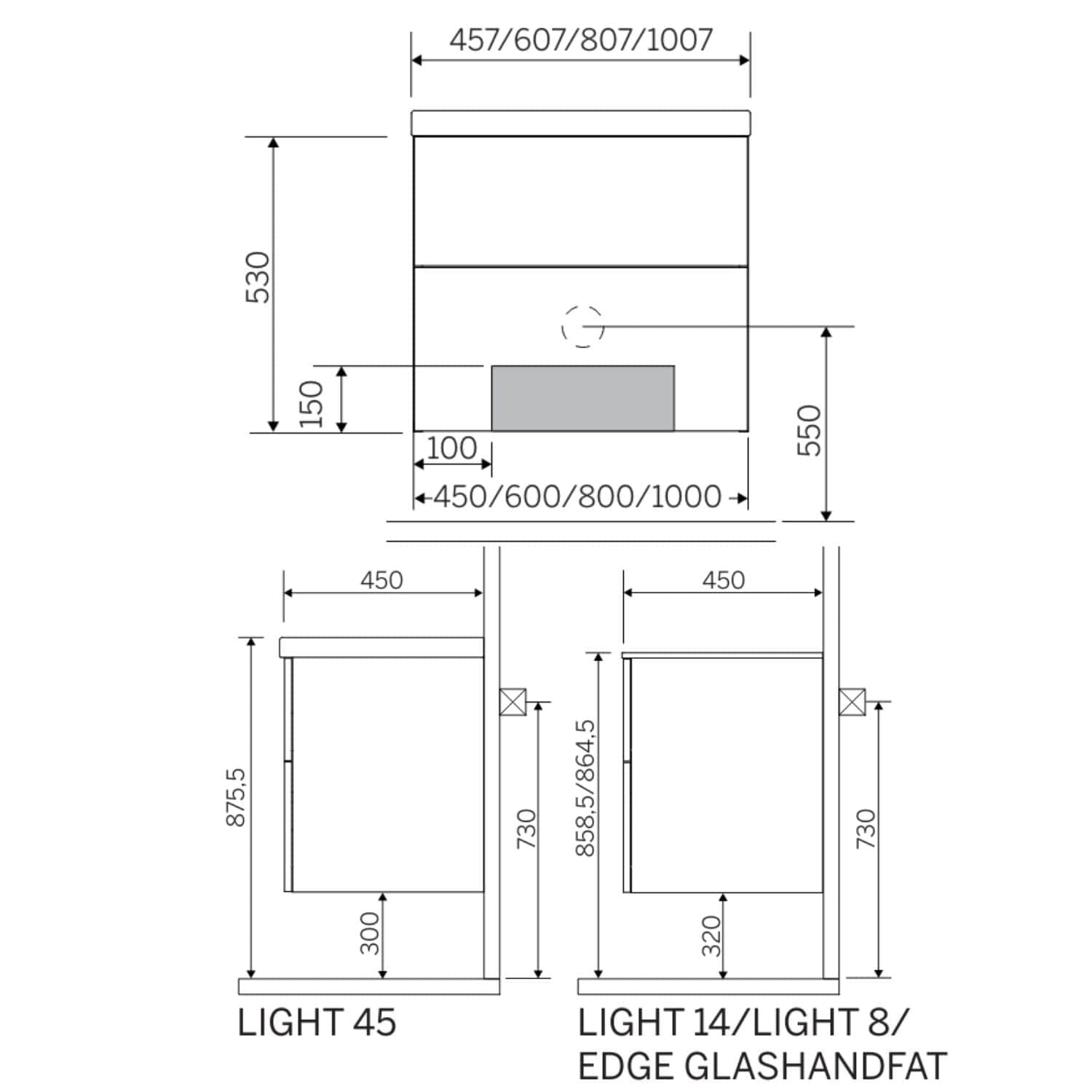 Macro Design CROWN Line Servantskap 2 skuff - med LIGHT servant Macro Design Møbelpakke bad