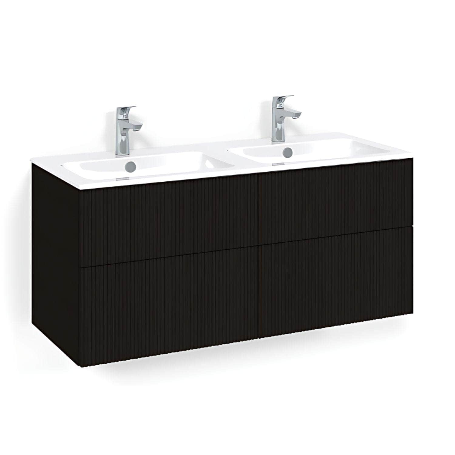 Macro Design CROWN Line Servantskap skuff - med LIGHT 14 servant 120cm dobbel Svart eik / Line Macro Design Møbelpakke bad BUN-FSK120SLL14