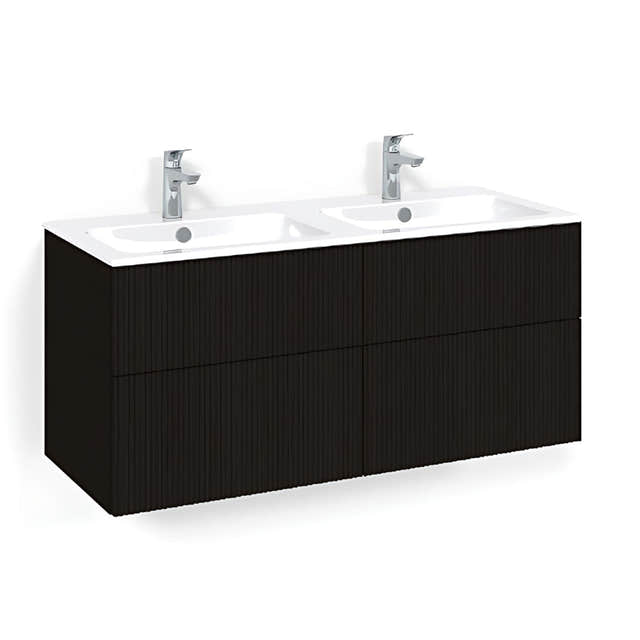 Macro Design CROWN Line Servantskap skuff - med LIGHT 14 servant 120cm dobbel Svart eik / Line Macro Design Møbelpakke bad BUN-FSK120SLL14