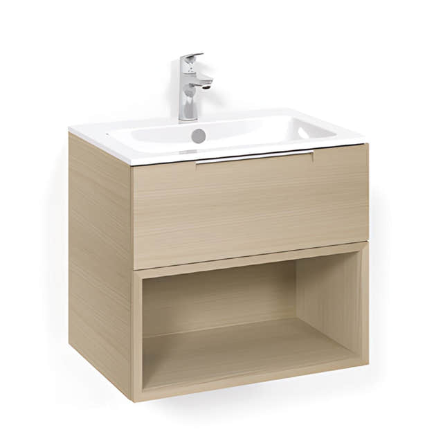 Macro Design CROWN Open box Servantskap 1 skuff - med LIGHT servant Eik / 60cm / Light 14 Macro Design Møbelpakke bad BUN-FSK60EOL14