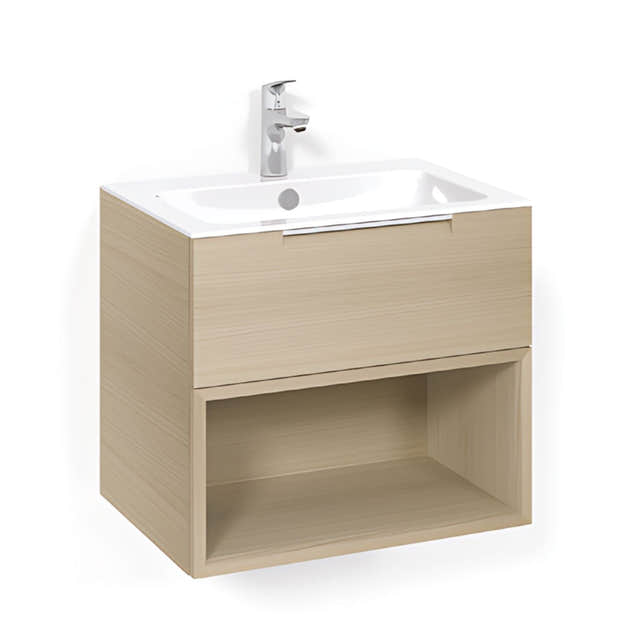 Macro Design CROWN Open box Servantskap 1 skuff - med LIGHT servant Eik / 60cm / Light 8 Macro Design Møbelpakke bad BUN-FSK60EOL8