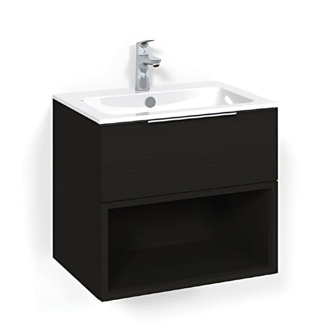 Macro Design CROWN Open box Servantskap 1 skuff - med LIGHT servant Svart eik / 60cm / Light 14 Macro Design Møbelpakke bad BUN-FSK60SOL14