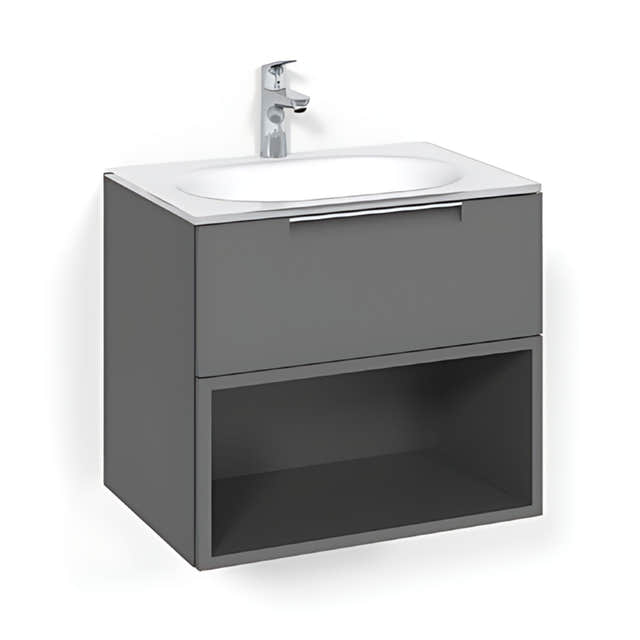 Macro Design CROWN Open box Servantskap 2-skuff - med Glasservant Antrasitt / 60cm / Glass Edge hvit Macro Design Møbelpakke bad BUN-FSK60AOVG