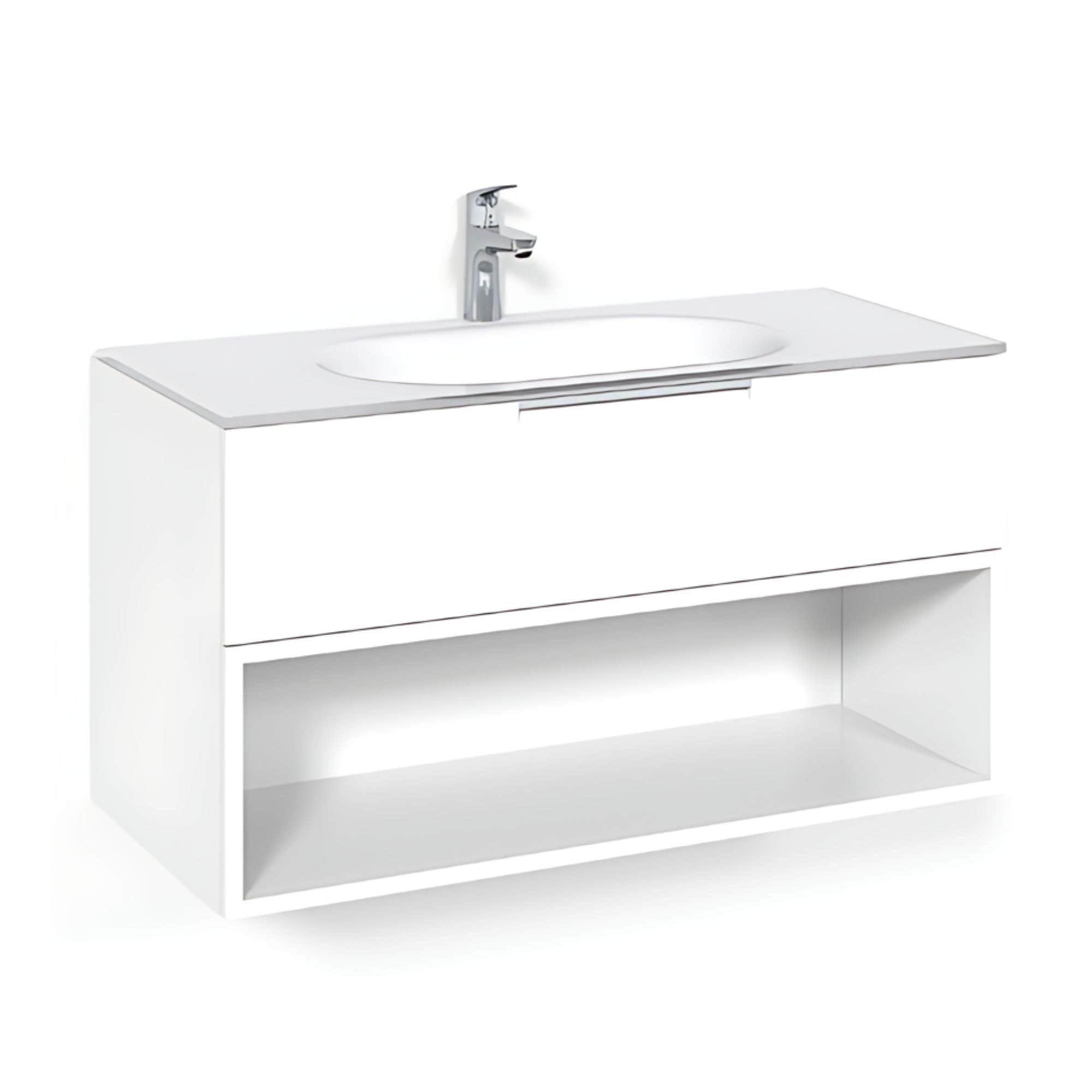 Macro Design CROWN Open box Servantskap 2-skuff - med Glasservant Hvit / 100cm / Glass Edge hvit Macro Design Møbelpakke bad BUN-FSK100VOVG