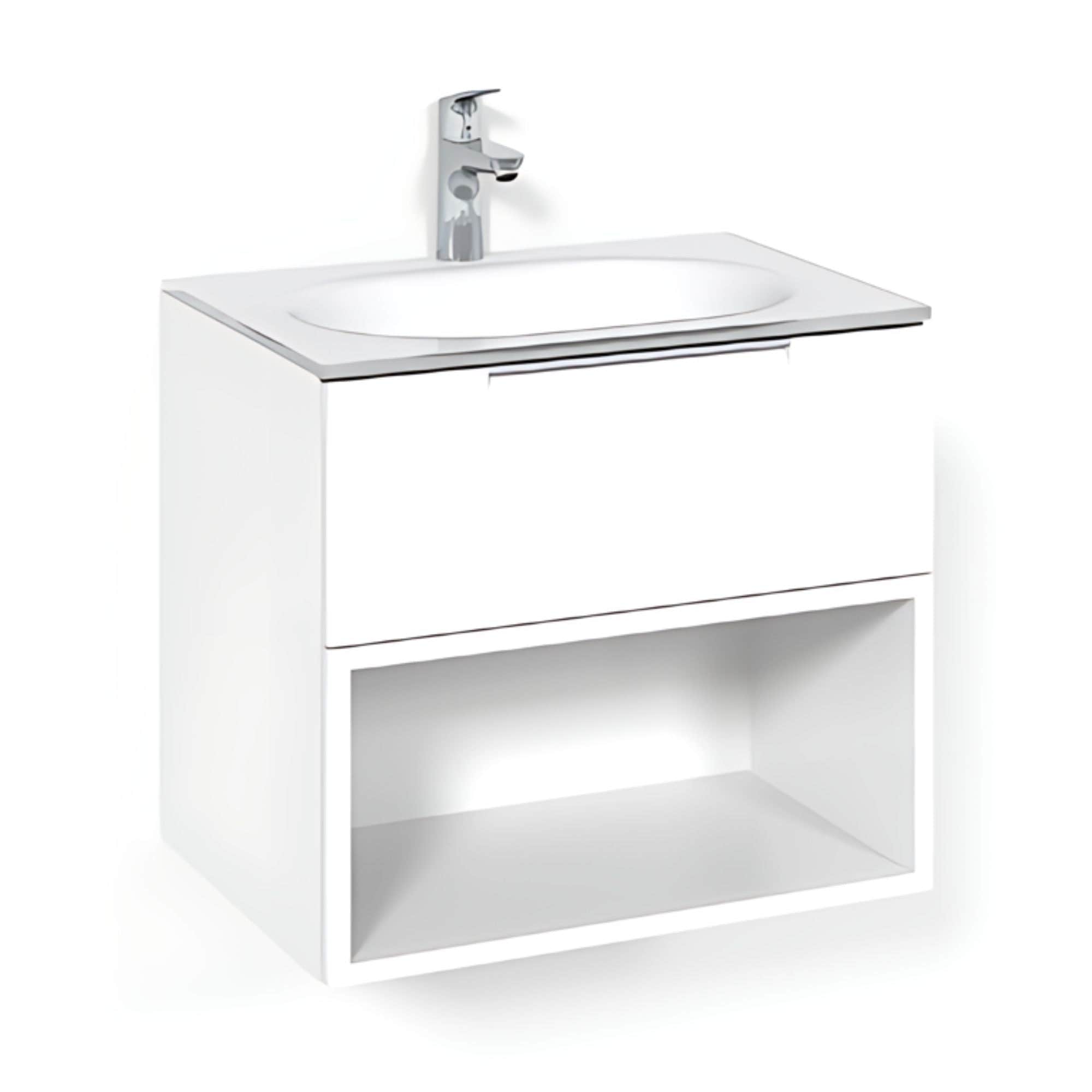 Macro Design CROWN Open box Servantskap 2-skuff - med Glasservant Hvit / 60cm / Glass Edge hvit Macro Design Møbelpakke bad BUN-FSK60VOVG