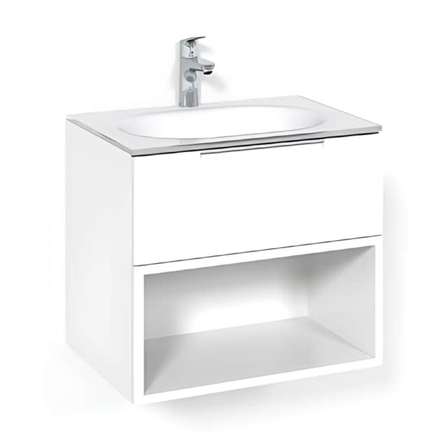 Macro Design CROWN Open box Servantskap 2-skuff - med Glasservant Hvit / 60cm / Glass Edge hvit Macro Design Møbelpakke bad BUN-FSK60VOVG